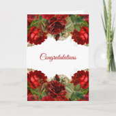 Elegante rode roos bloemen bruiloft gefeliciteerd kaart (Voorkant)