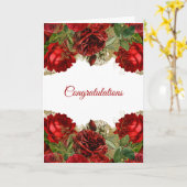 Elegante rode roos bloemen bruiloft gefeliciteerd kaart (Gele Bloem)