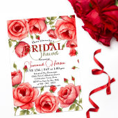 Elegante Rode Roos Bloemen Grens Vrijgezellenfeest Kaart