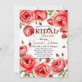 Elegante Rode Roos Bloemen Grens Vrijgezellenfeest Kaart (Voorkant)