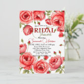 Elegante Rode Roos Bloemen Grens Vrijgezellenfeest Kaart (Staand voorkant)