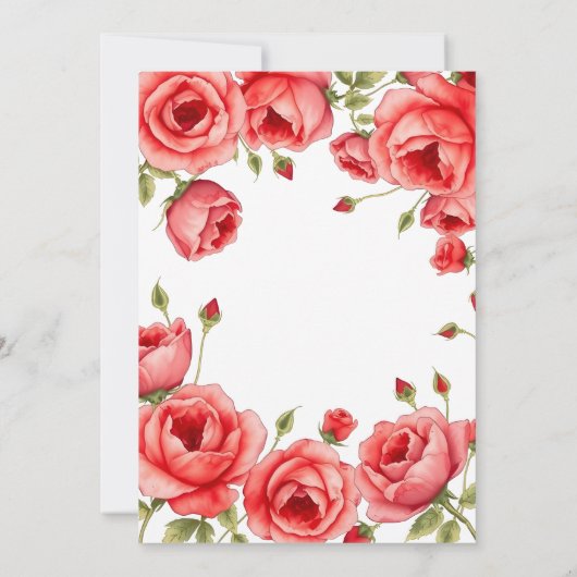 Elegante Rode Roos Bloemen Grens Vrijgezellenfeest Kaart (Achterkant)