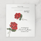 Elegante Rode Roos Bloemen Trouwtafel Nummer Plaatskaartje (Buitenkant ongevouwen)