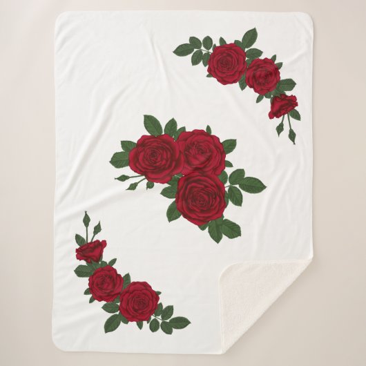 Elegante rode roos bloemendeken sherpa deken (Voorkant)