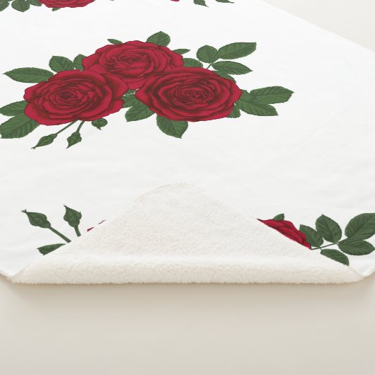 Elegante rode roos bloemendeken sherpa deken (3/4)
