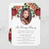 Elegante rode roos bloemenfoto in liefdevolle heri kaart (Voorkant / Achterkant)