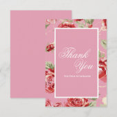 Elegante rode roos bloemig bedankkaart (Voorkant / Achterkant)