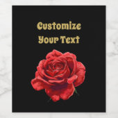 Elegante Rode Roos Bloemige Aangepaste Naam Wijn Etiket (Enkel label)