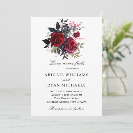 Elegante rode roos bloemige Christelijke bijbel br Kaart (Staand voorkant)