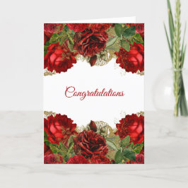 Elegante rode roos bloemige huwelijksfelicitaties kaart