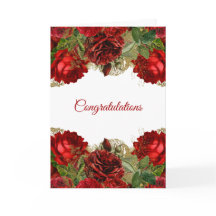 Elegante rode roos bloemige trouwdag felicitatie