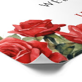 Elegante Rode Roos Bloemige Trouwprogramma QR-code Poster (Hoek)