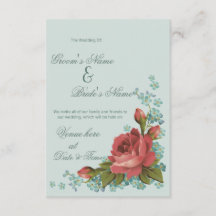 Elegante rode roos & bloemige trouwuitnodiging