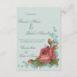 Elegante rode roos & bloemige trouwuitnodiging kaart
