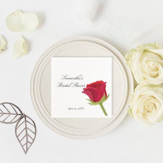 Elegante Rode Roos Bruidsbruiloft Servet