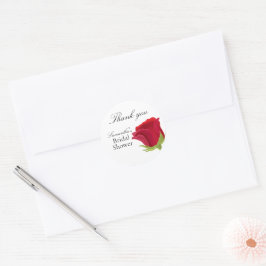 Elegante Rode Roos Bruidsfeest Ronde Sticker