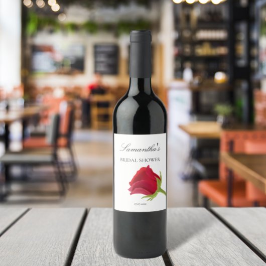Elegante rode roos Bruidsmeisjesfeestje  Wijn Etiket
