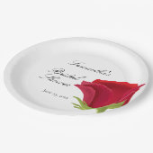 Elegante Rode Roos Bruidsuitnodiging Papieren Bordje (Gekanteld)