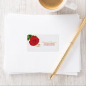 Elegante rode roos bruiloft adres label (Insitu)