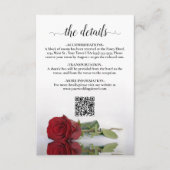 Elegante rode roos bruiloft details QR-code Informatiekaartje (Voorkant)