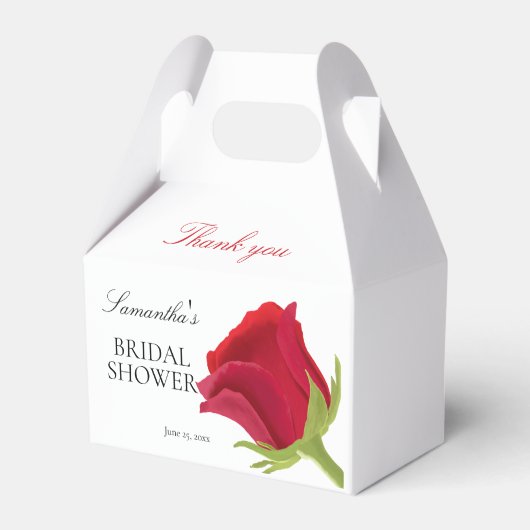 Elegante Rode Roos Bruiloft Feest  Bedankdoosjes (Voorkant Zijde)