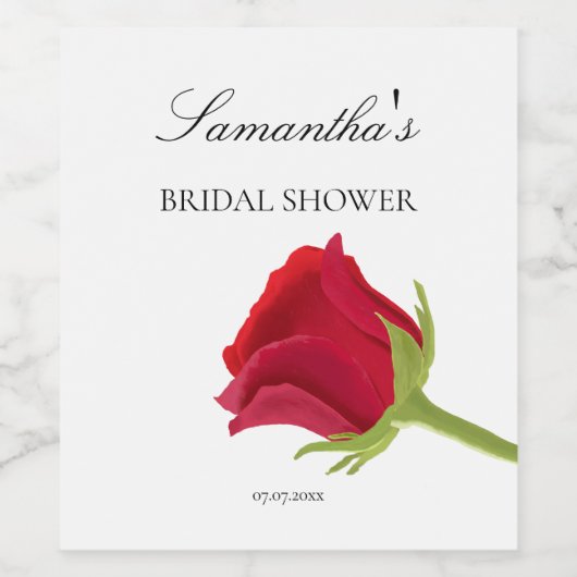 Elegante rode roos Bruiloft Feest Wijn Etiket (Enkel label)