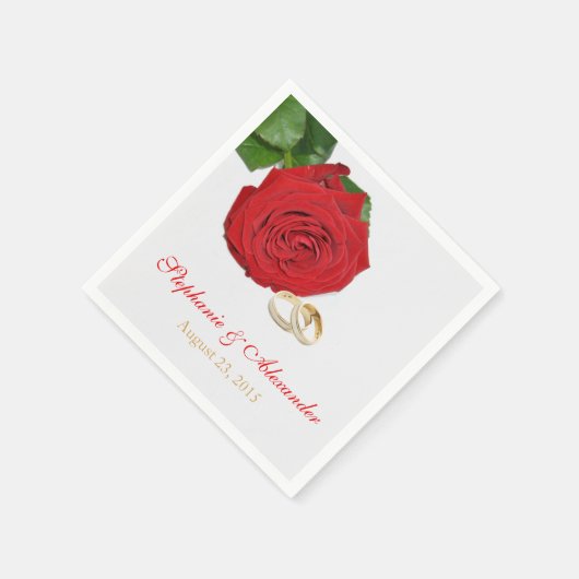 Elegante rode roos bruiloft papier servetten (Hoek)