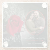 Elegante rode roos bruiloft portret vignet glazen onderzetter (Achterkant)