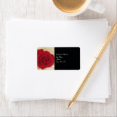 Elegante rode roos bruiloft retour adres label (Insitu)