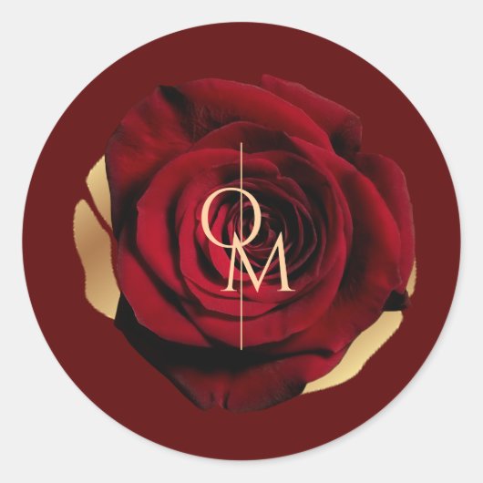 Elegante Rode Roos Bruiloft Ronde Sticker (Voorkant)