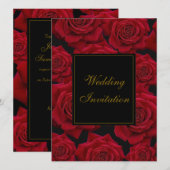 Elegante rode roos - bruiloft uitnodiging (Voorkant / Achterkant)