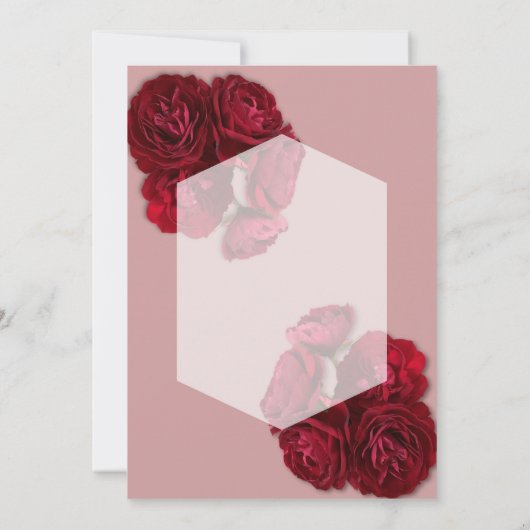 Elegante rode roos bruiloft uitnodiging – Romantis (Achterkant)