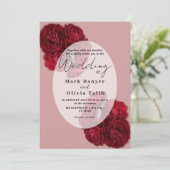 Elegante rode roos bruiloft uitnodiging – Romantis (Staand voorkant)
