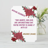 Elegante rode roos bruiloft uitnodiging | Twee har (Staand voorkant)