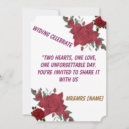 Elegante rode roos bruiloft uitnodiging | Twee har (Voorkant)