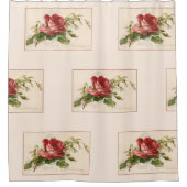 Elegante  rode roos douchegordijn (Voorkant)