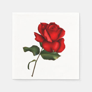Elegante Rode Roos Elegant Glam Bloem Bruiloftsfee Servet