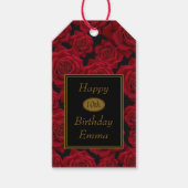 Elegante rode roos elke leeftijd verjaardag cadeaulabel (Voorkant)