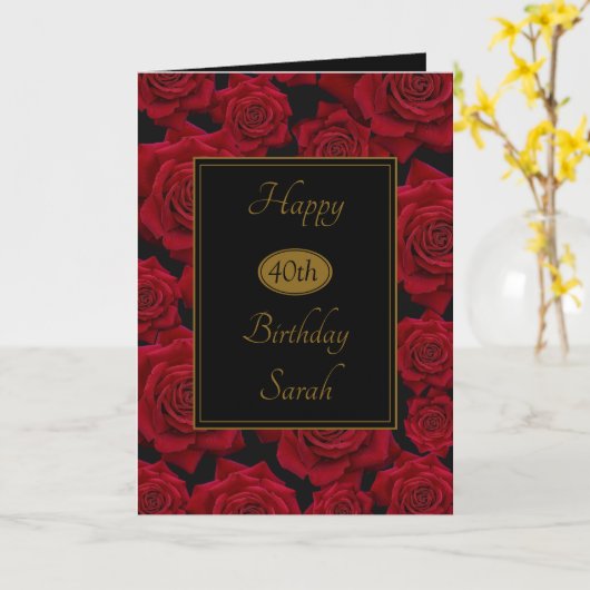 Elegante rode roos elke leeftijd verjaardag kaart (Gele Bloem)