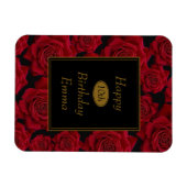 Elegante rode roos elke leeftijd verjaardag magneet (Horizontaal)