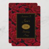 Elegante Rode Roos Elke Leeftijd Verjaardag Uitnod Kaart (Voorkant / Achterkant)