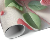 Elegante rode roos en harten Valentijnsdag Cadeaupapier (Rol Hoek)