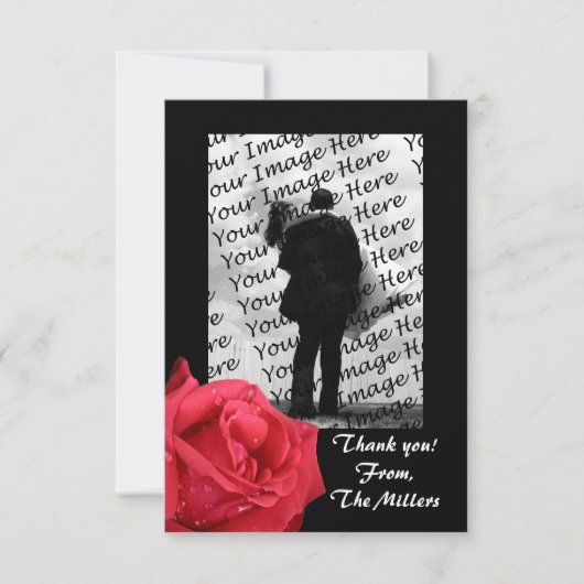 Elegante Rode Roos Foto Dankkaartjes Kaart (Voorkant)