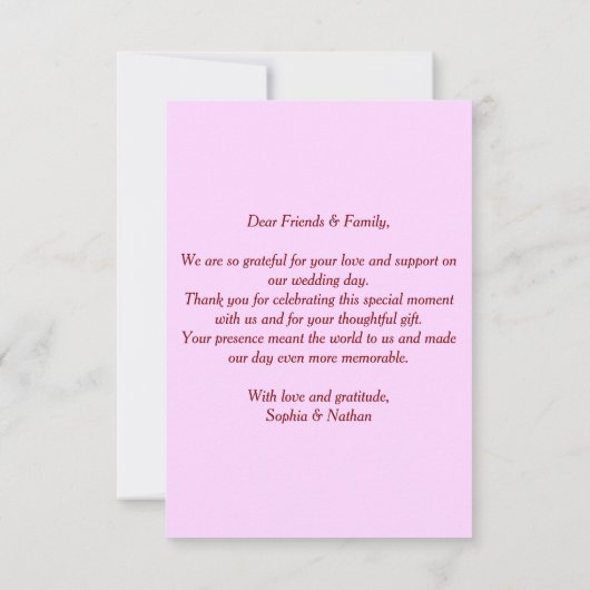 Elegante Rode Roos & Goud Lijst bruiloft Bedankt (Achterkant)