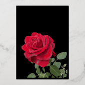 Elegante rode roos & gouden bruiloft folie uitnodiging (Achterkant)