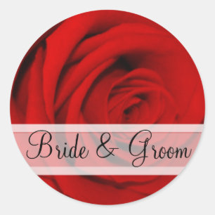 Elegante Rode Roos Huwelijksstickers Ronde Sticker