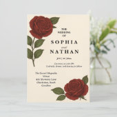 Elegante  rode roos huwelijksuitnodiging kaart (Staand voorkant)