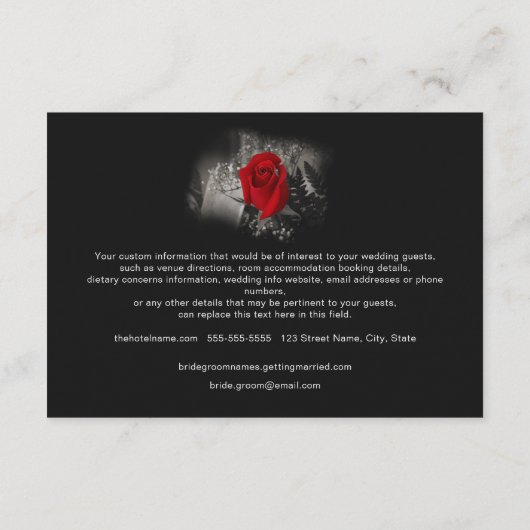 Elegante Rode Roos Informatie Bijlagekaart Informatiekaartje (Achterkant)