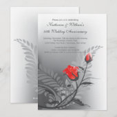Elegante Rode Roos Jubileum Uitnodiging (Voorkant / Achterkant)