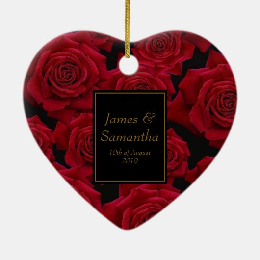 Elegante rode roos - keramisch ornament (Achterkant)